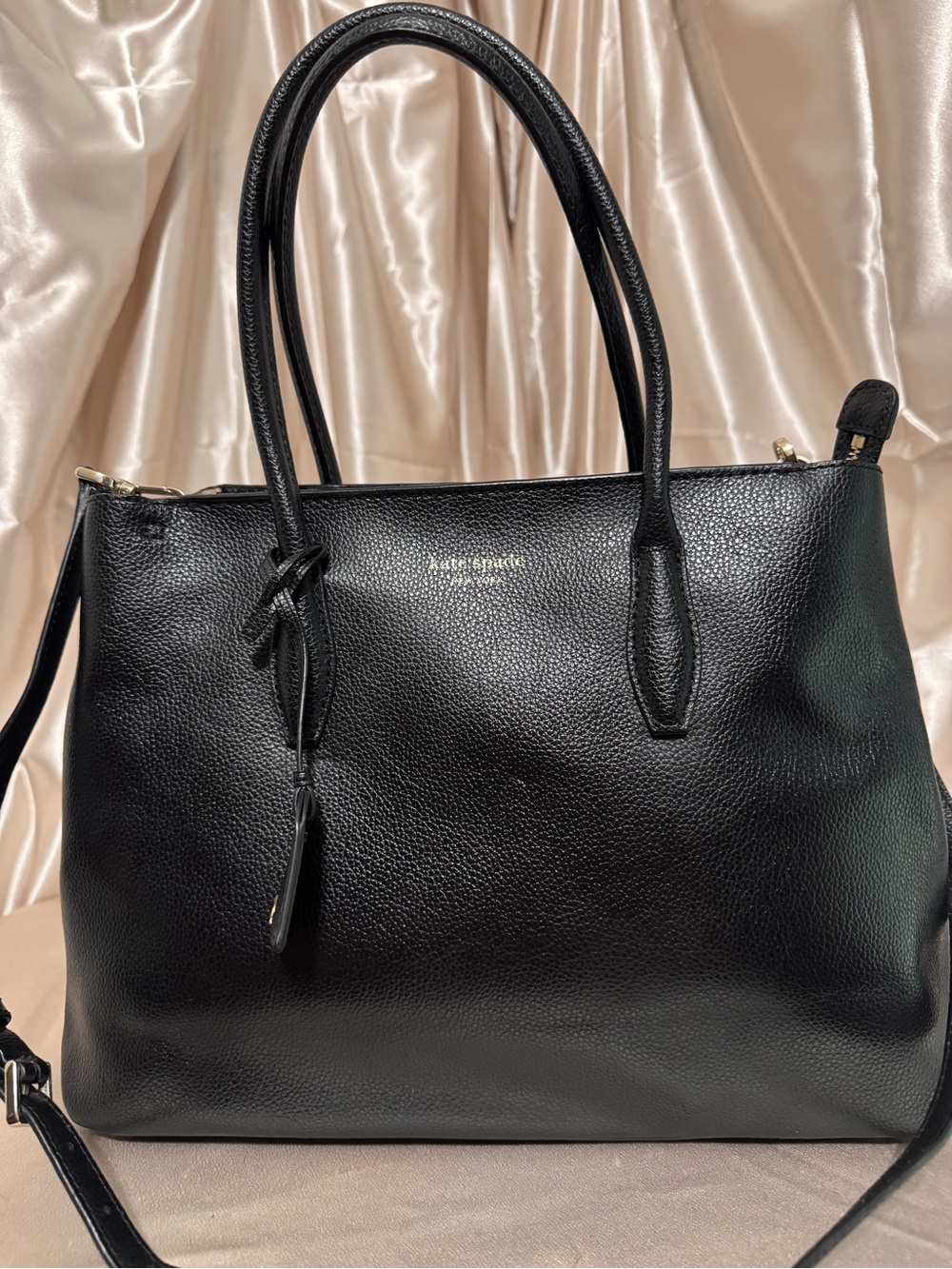 kate spade Black Pebbled Leather Tote with Shoulder Strap
